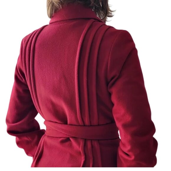 Theory Burgundy Panya Wool Blend Pleated Coat. Size Small. - Picture 8 of 9